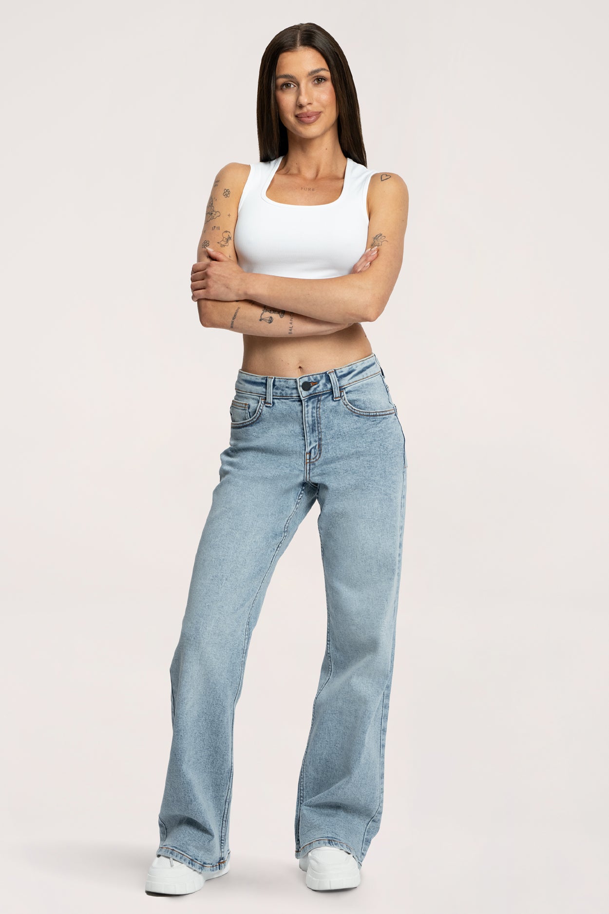 Jeansy wide z niskim stanem light blue