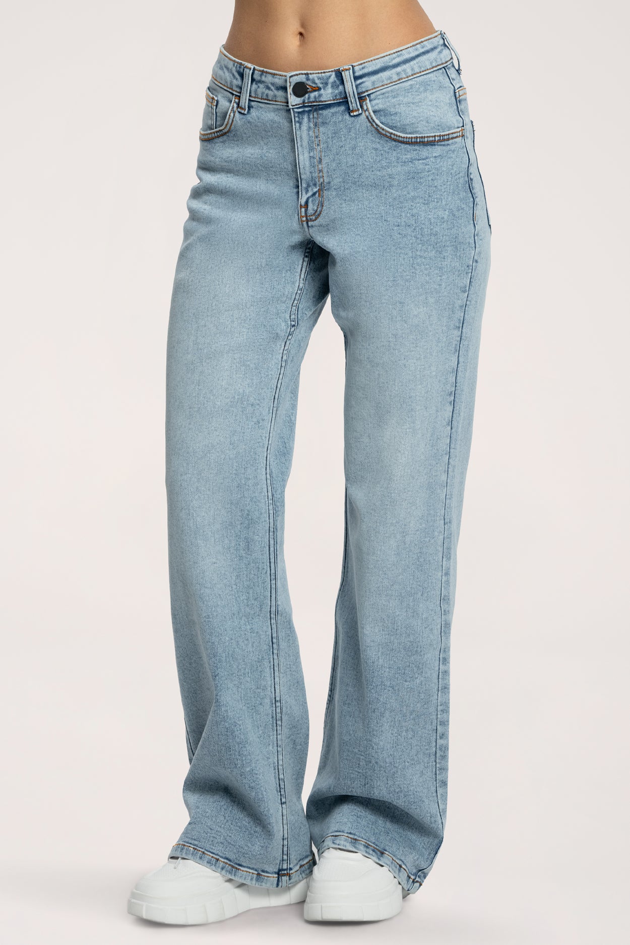 Jeansy long wide z niskim stanem light blue