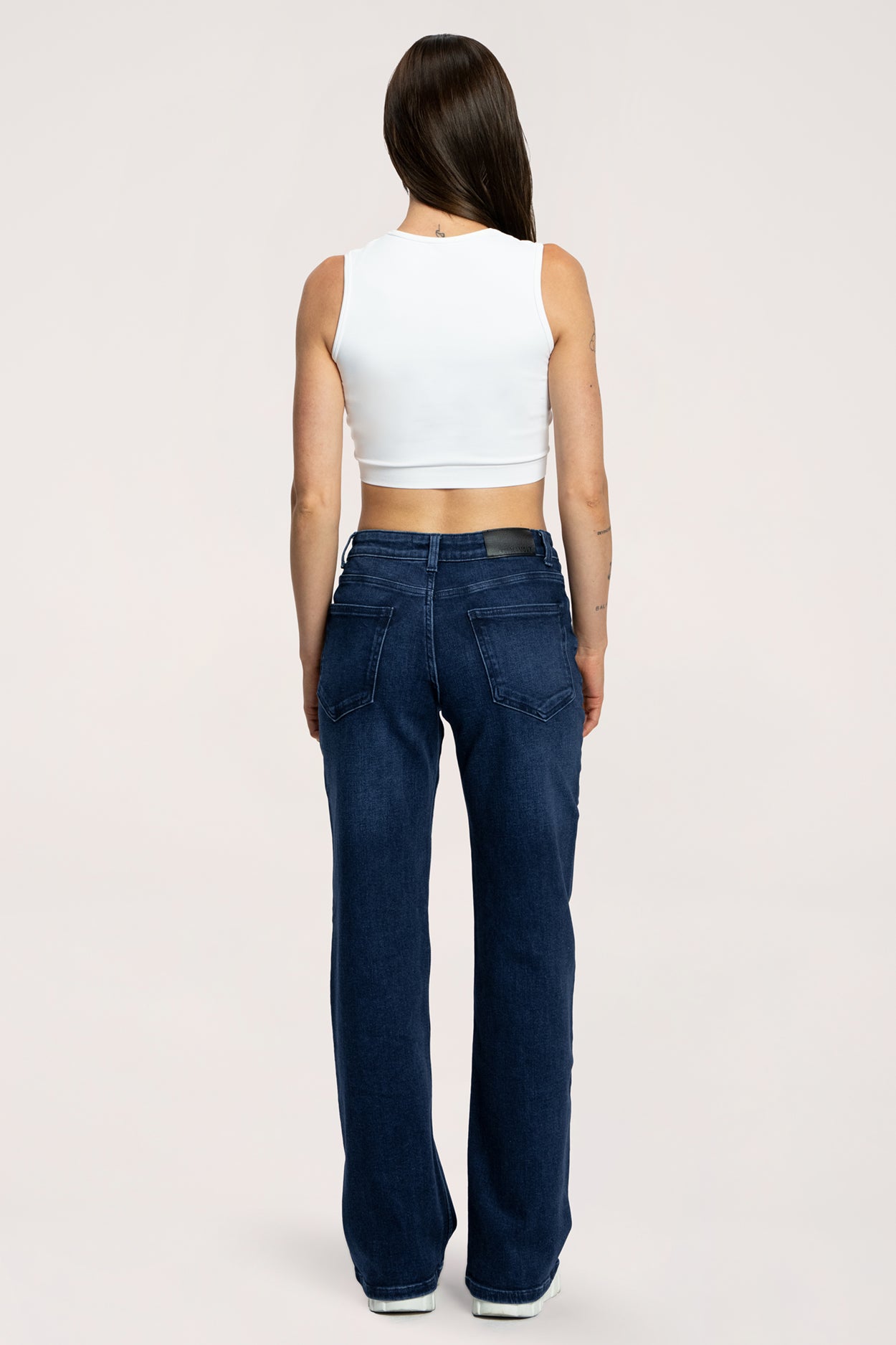Jeansy wide z niskim stanem navy blue