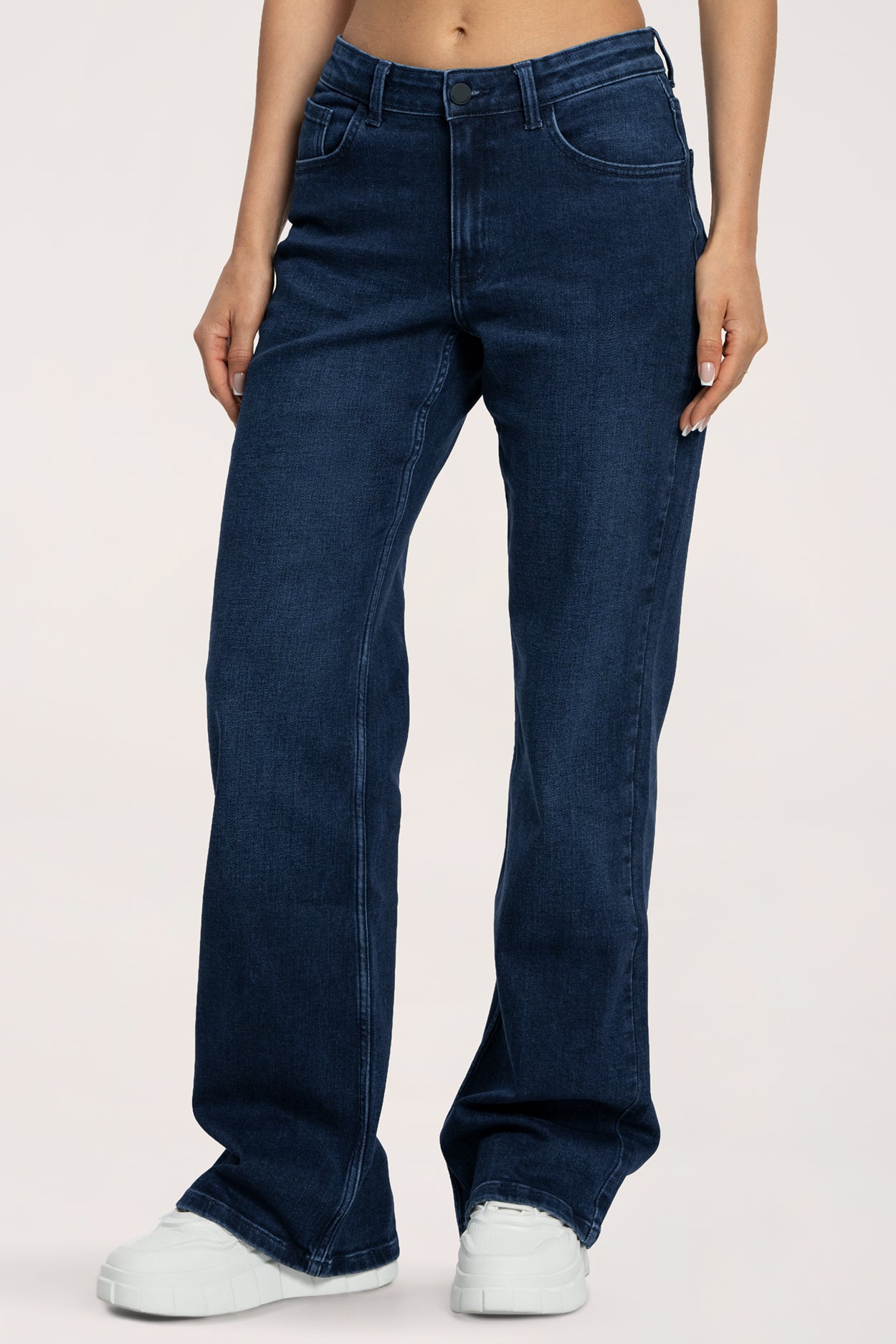 Jeansy long wide z niskim stanem navy blue