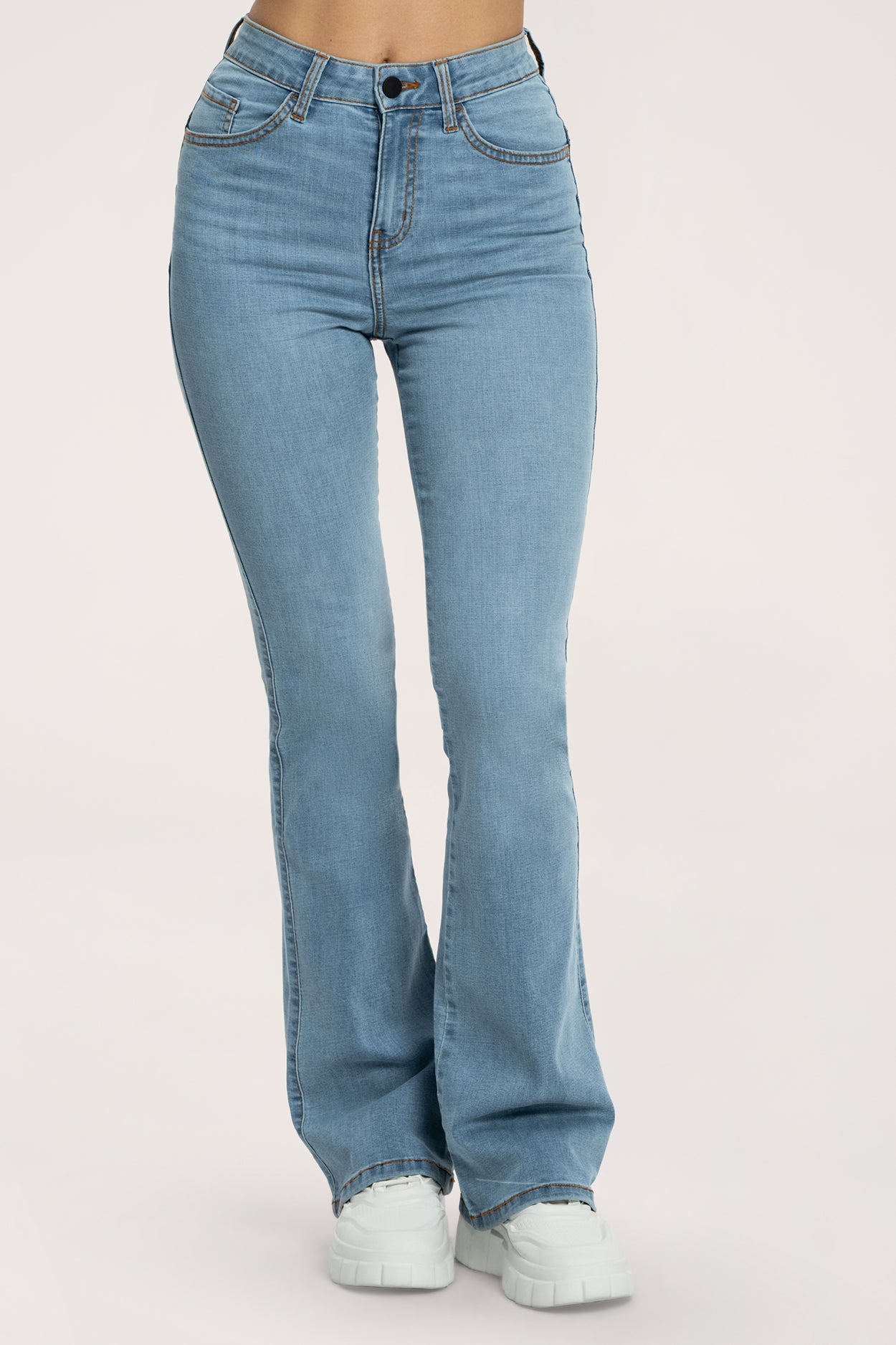 Jeansy long dzwony perfect slim light blue
