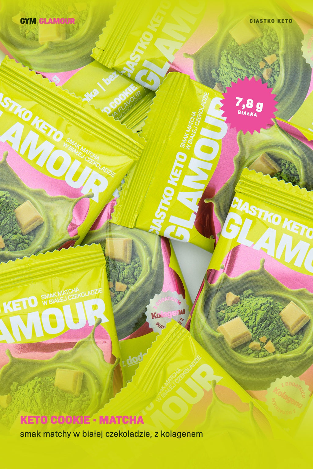 Ciastko keto GLAMOUR – Matcha w białej czekoladzie