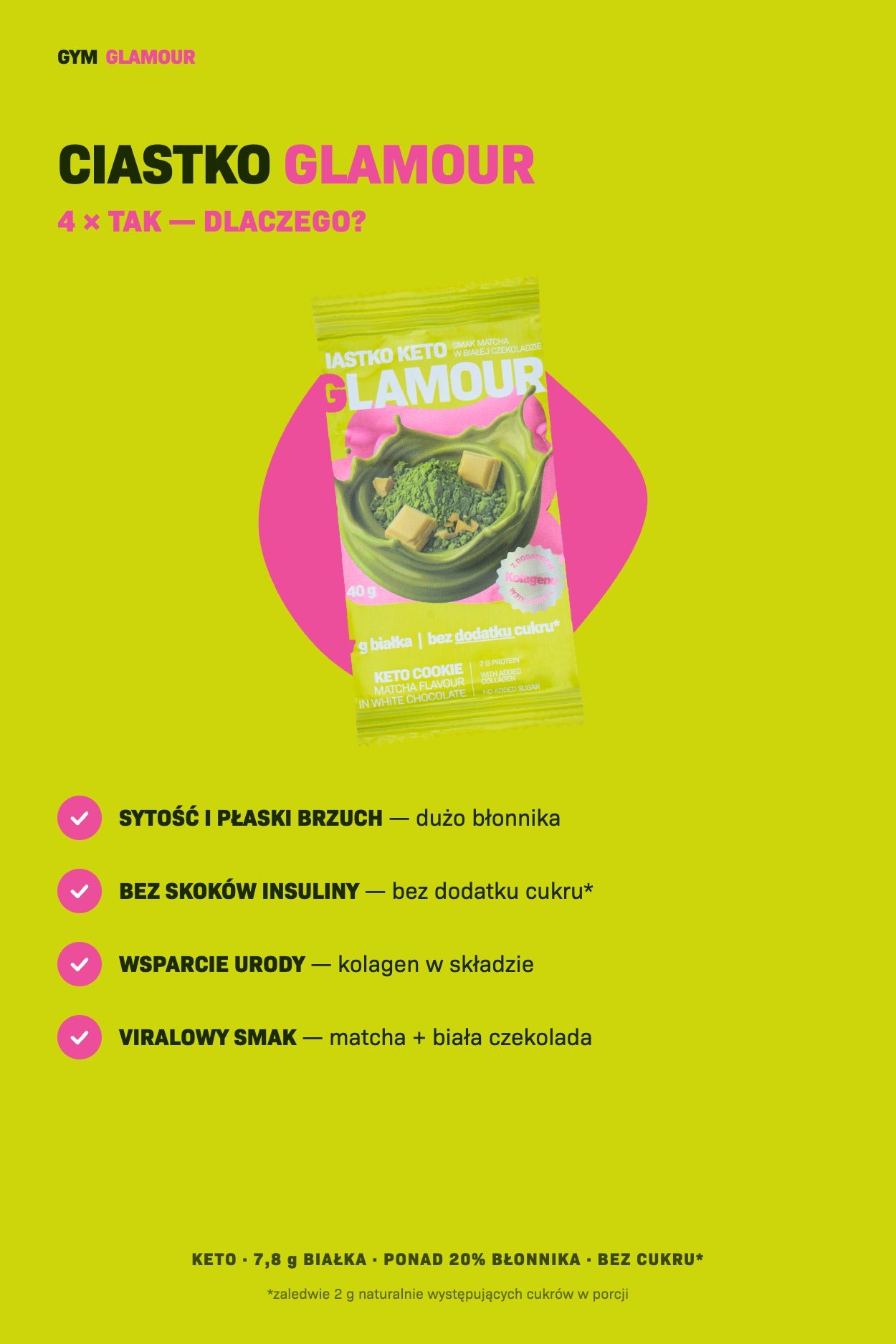 Ciastko keto GLAMOUR – Matcha w białej czekoladzie