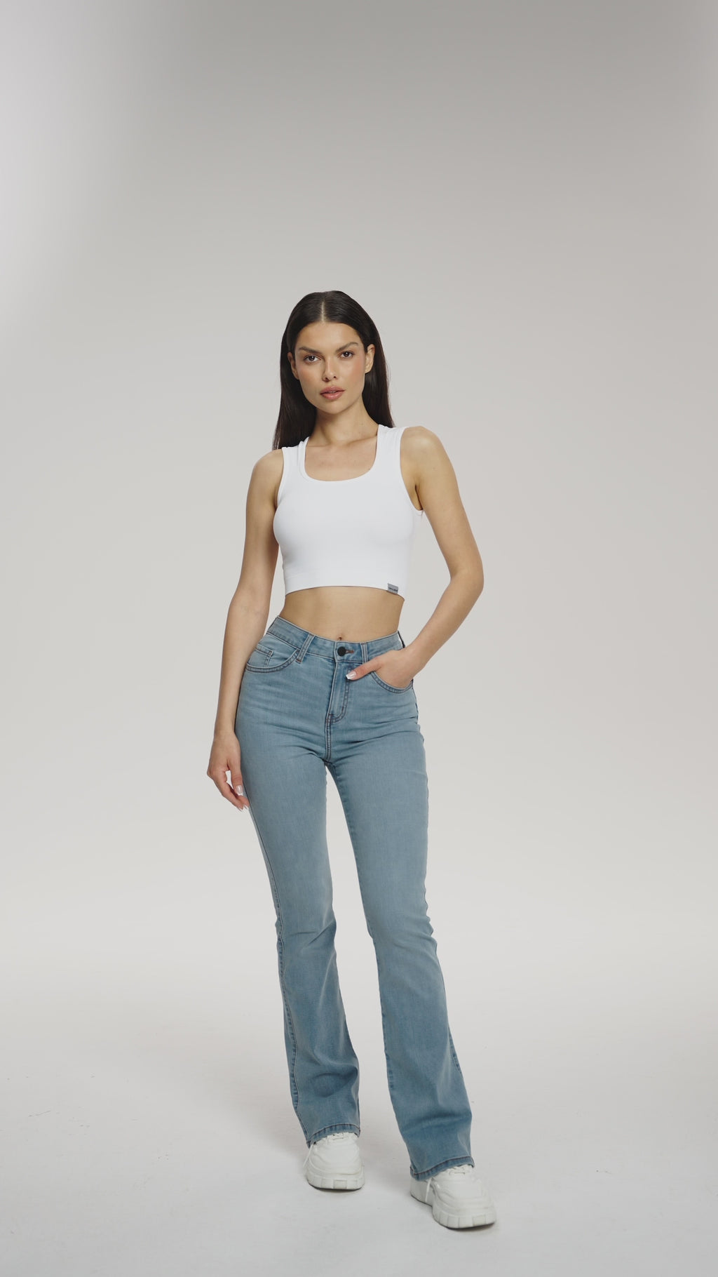 Jeansy long dzwony perfect slim light blue