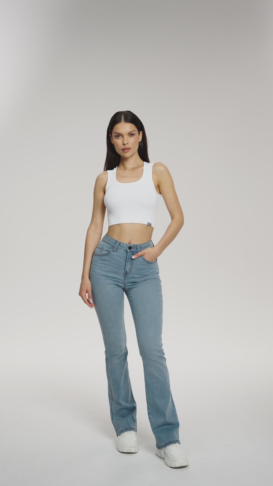 Jeansy long dzwony perfect slim light blue