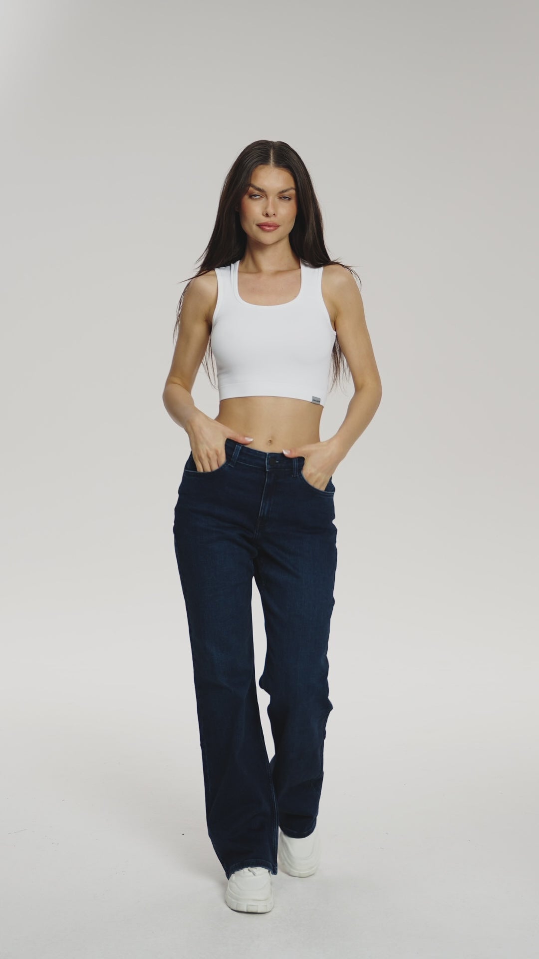 Jeansy long wide z niskim stanem navy blue