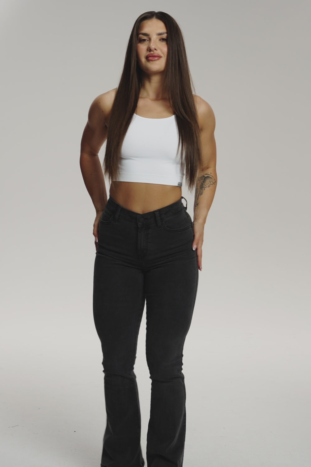 Jeansy dzwony perfect slim black