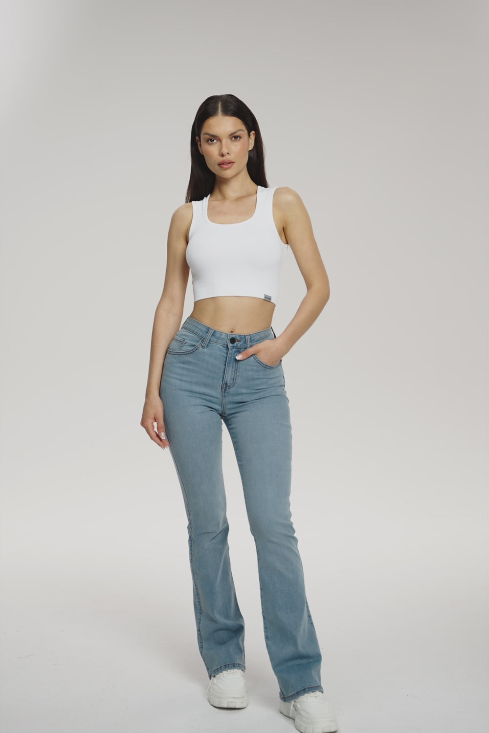 Jeansy dzwony perfect slim light blue long