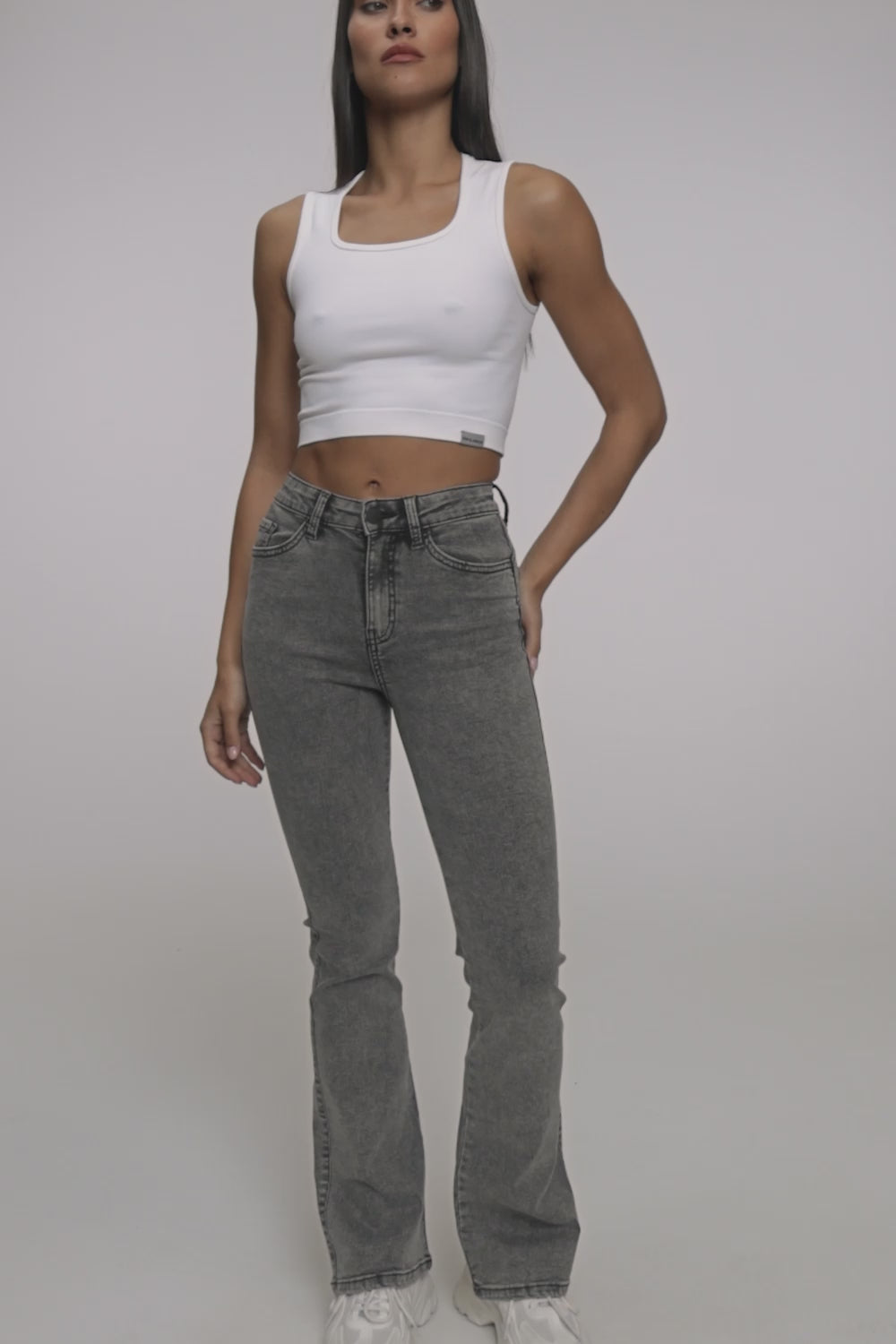 Jeansy dzwony perfect slim grey