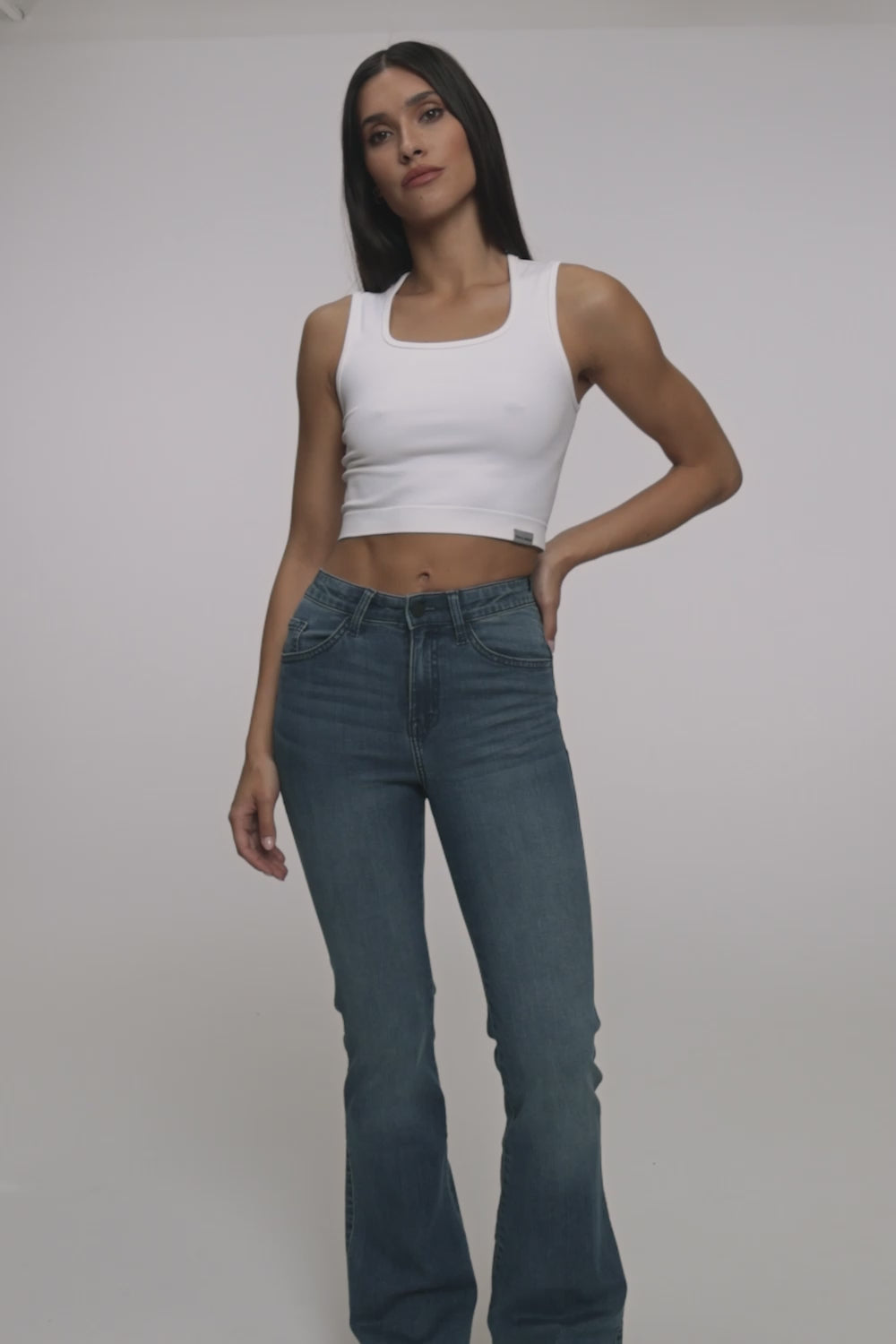 Jeansy dzwony perfect slim navy blue